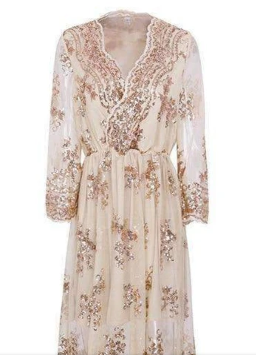 V-neck Sequined Dress