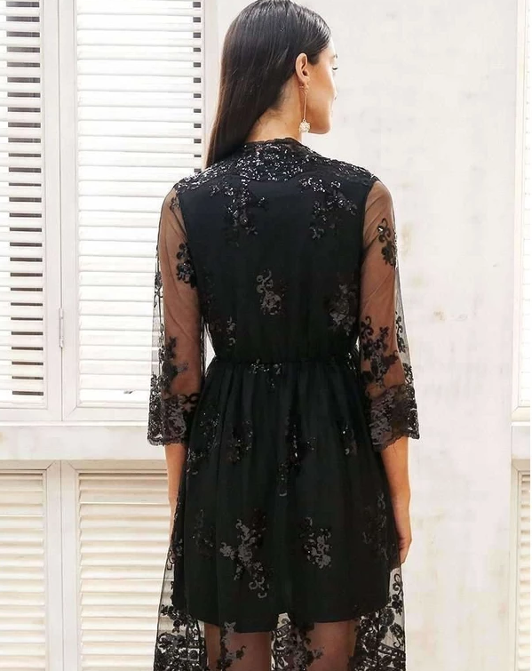 V-neck Sequined Dress