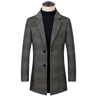 Plaid Wool Trench Coat