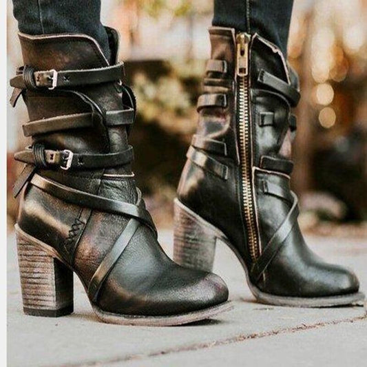 Ladies Leather Strap Boots