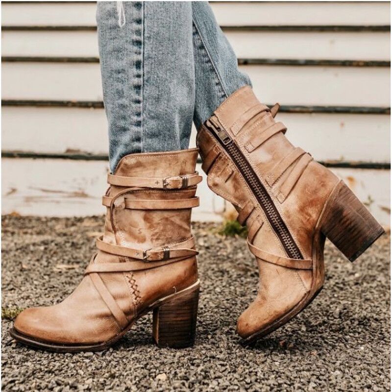 Ladies Leather Strap Boots