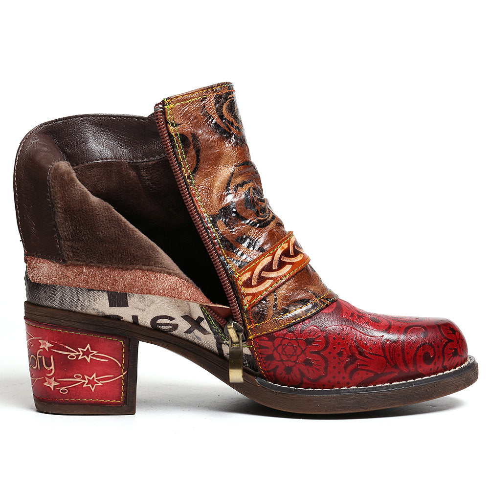 Snake Print Leather Boots