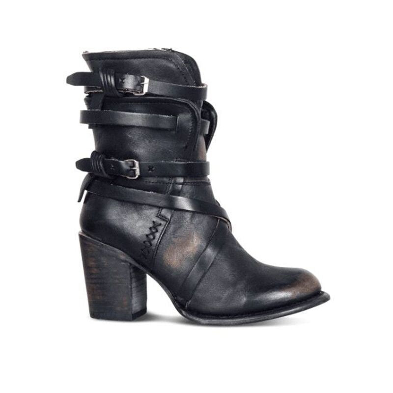 Ladies Leather Strap Boots