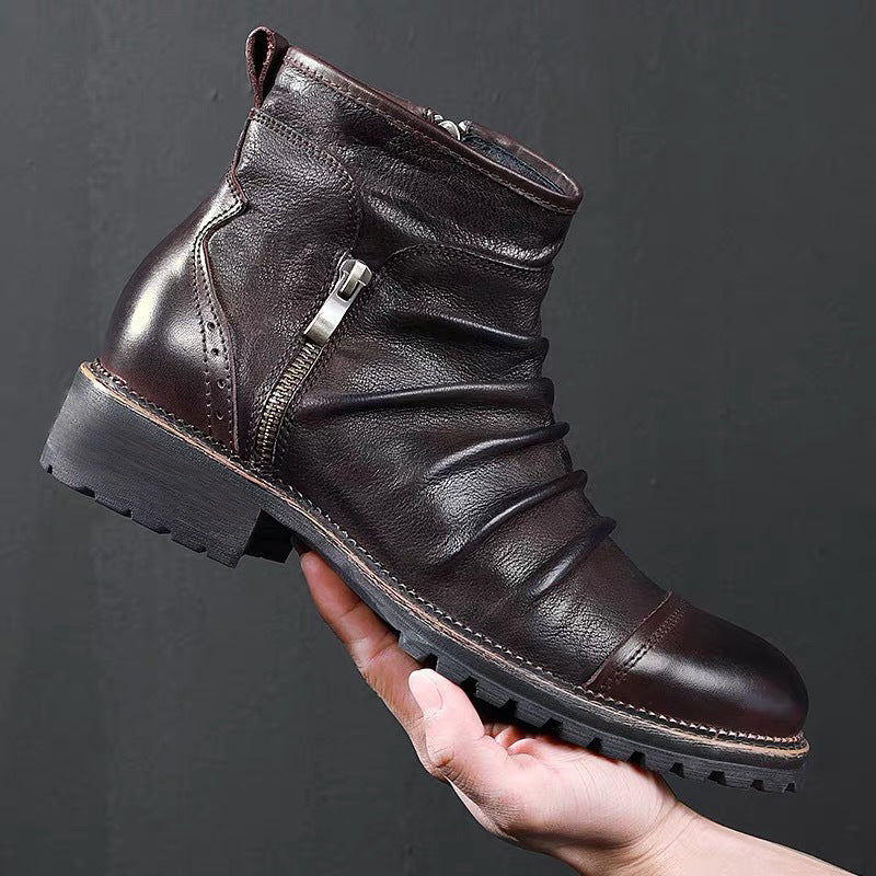 High Top Cowboy Style Leather Boots