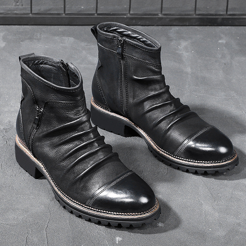 High Top Cowboy Style Leather Boots