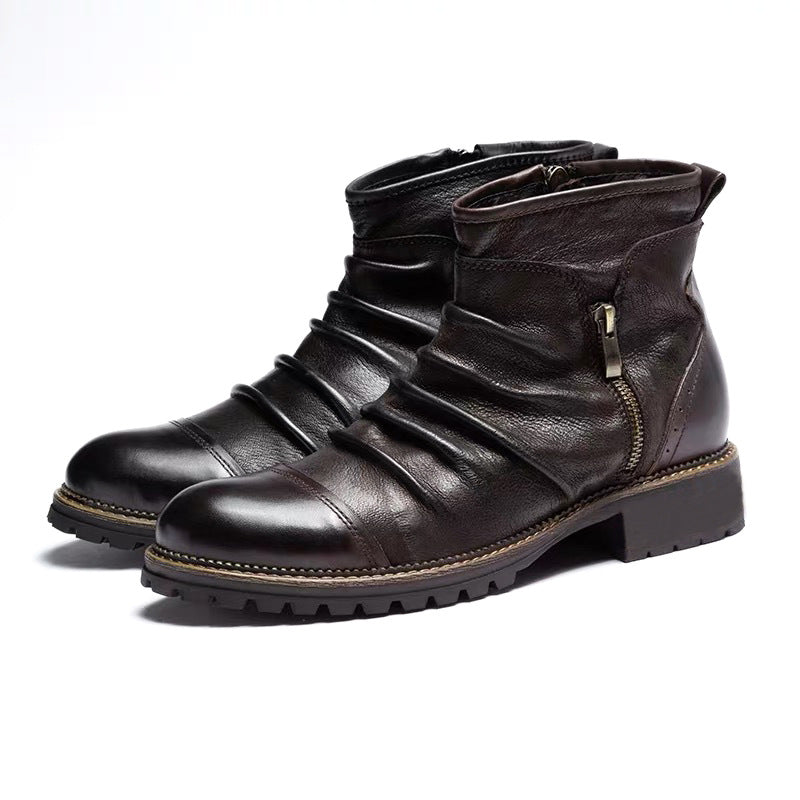 High Top Cowboy Style Leather Boots