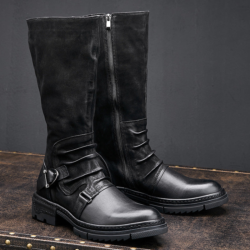 Tall Leather Side-Zip Boots