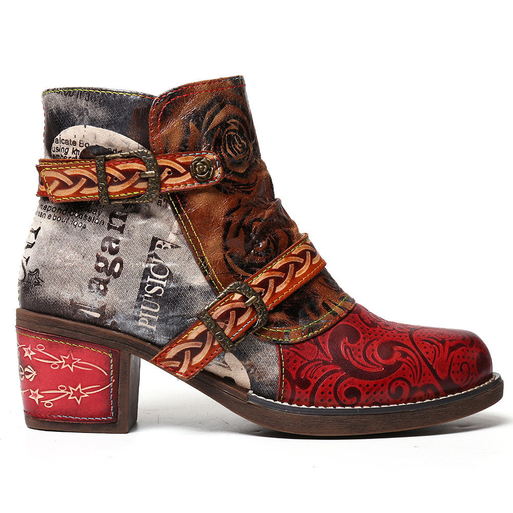 Snake Print Leather Boots