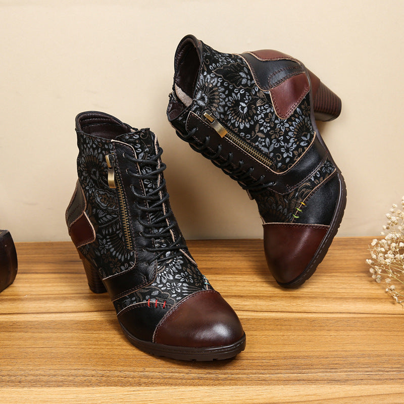 Vintage Style Leather Boots