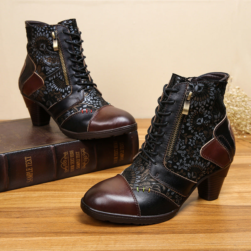 Vintage Style Leather Boots