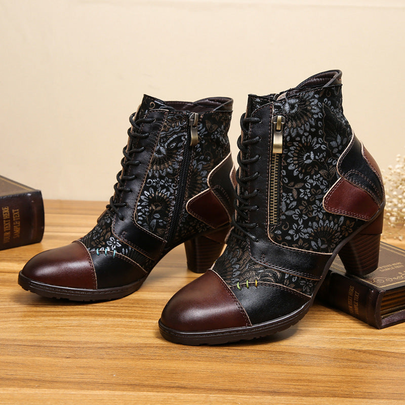 Vintage Style Leather Boots