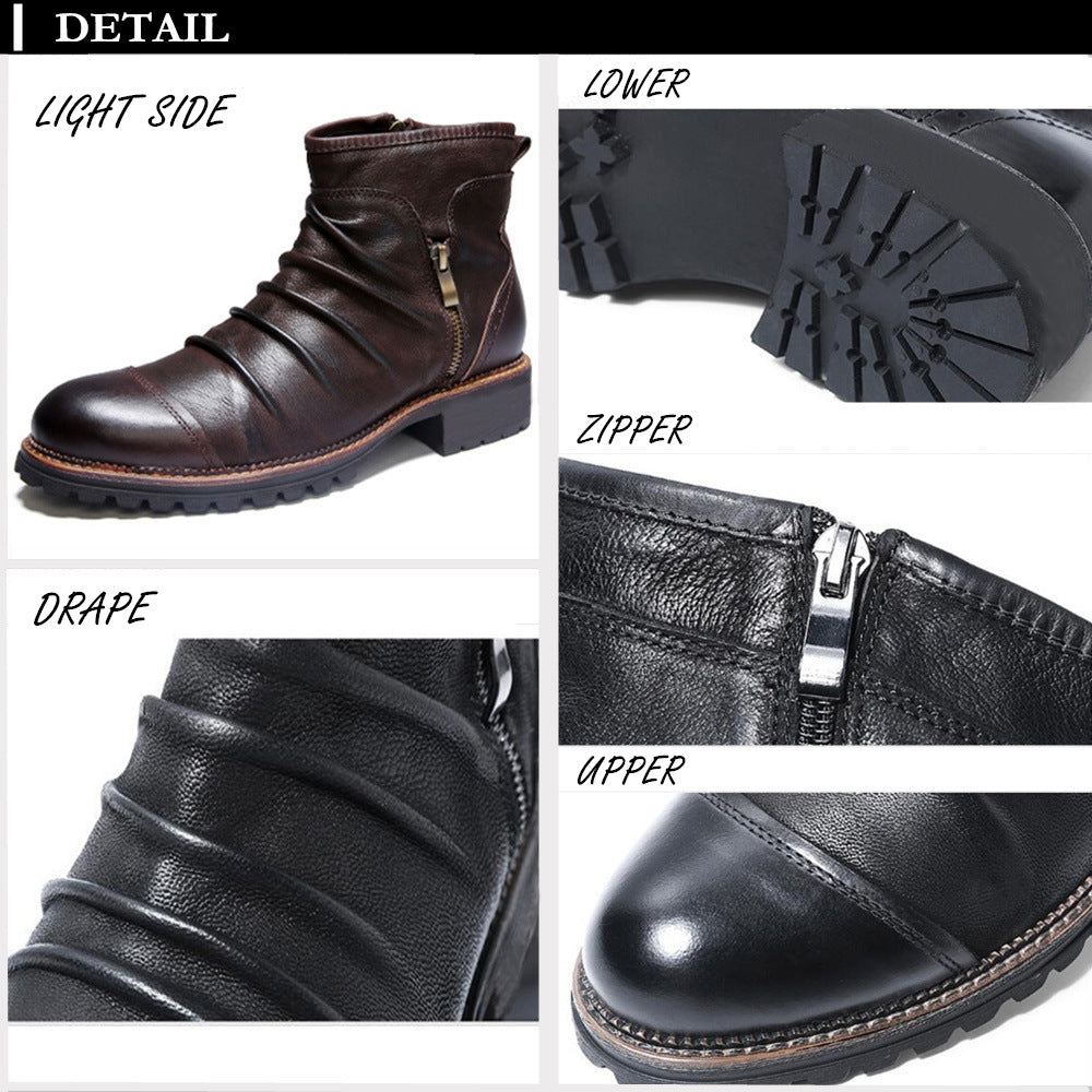 High Top Cowboy Style Leather Boots