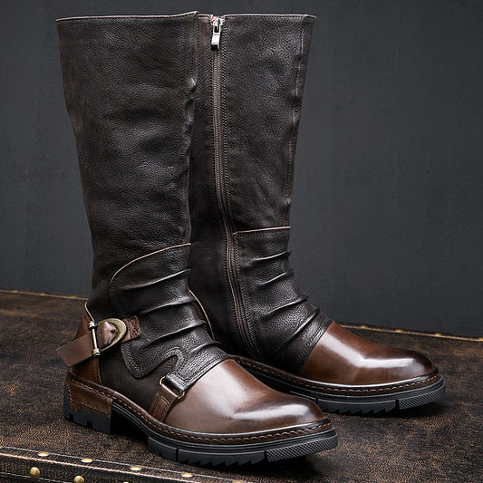 Tall Leather Side-Zip Boots